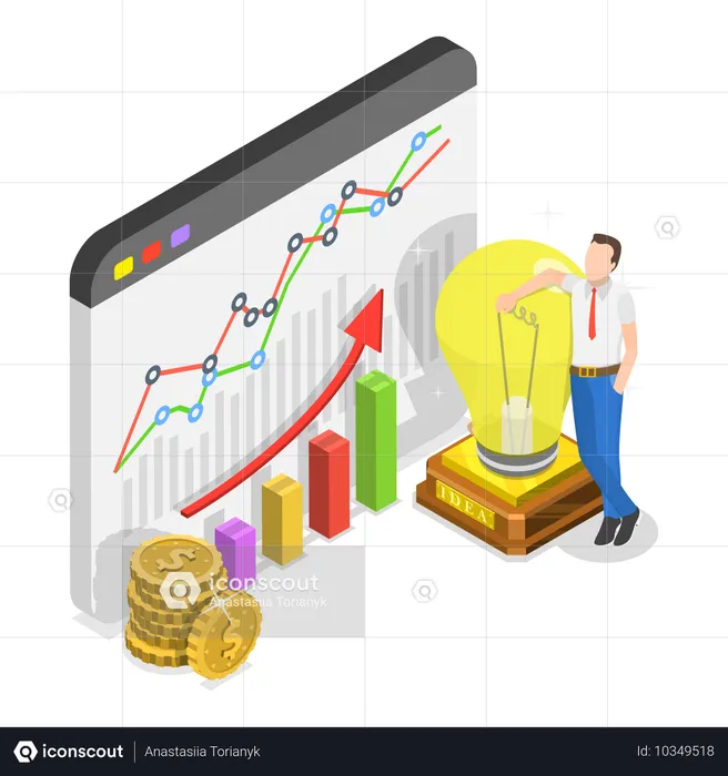 Ilustração plana isométrica 3D do crescimento empresarial. Item 1  Ilustração