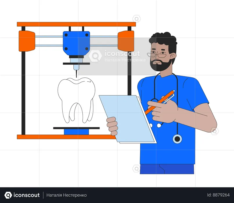 3D printing of human tooth  Illustration
