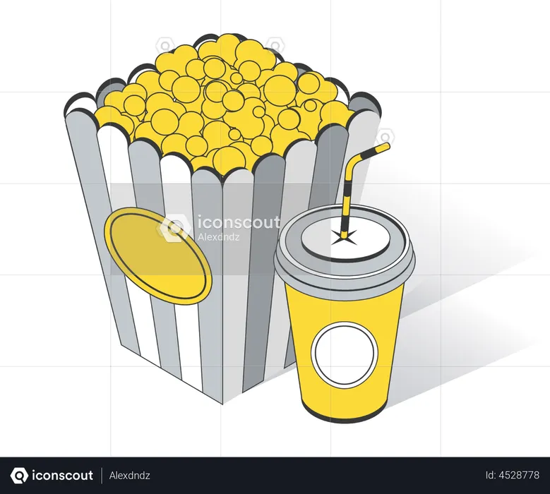 Popcorn And Drink  Illustration