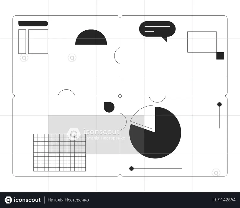 4 diapositives de présentation des pièces de puzzle  Illustration