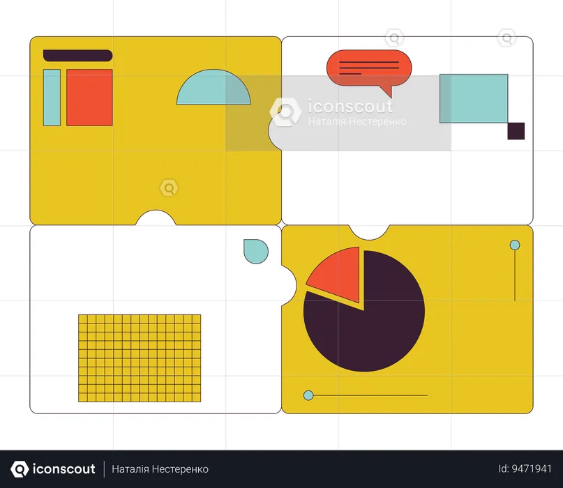 4 puzzle piece presentation slides  Illustration