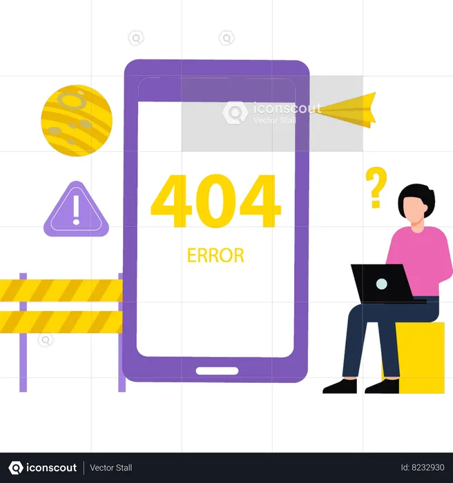 Erreur 404 sur mobile  Illustration