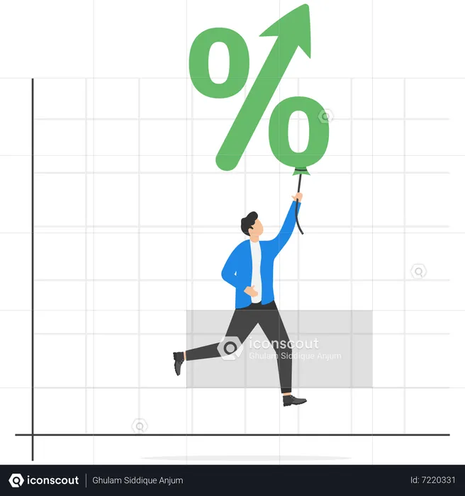 Balões de taxas de juros inflacionadas flutuam mais alto  Ilustração