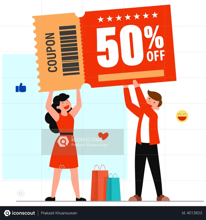 50% Shopping sale offer  Illustration