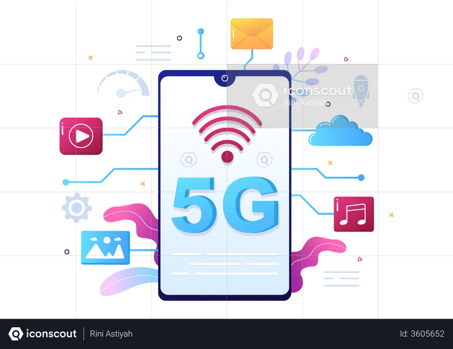 5G Technology Smartphone  Illustration