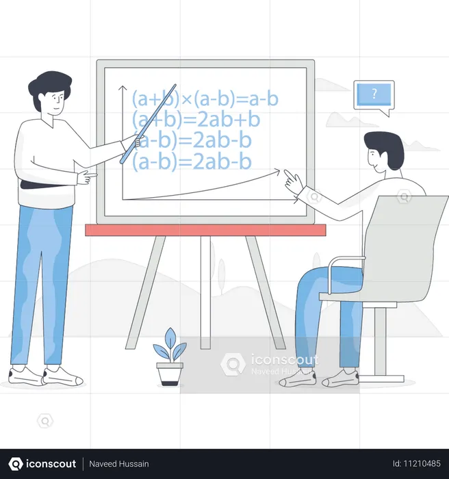 A boy is learning a math problem  Illustration