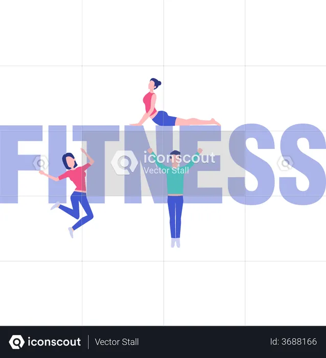 A boy or girls dancing for fitness  Illustration