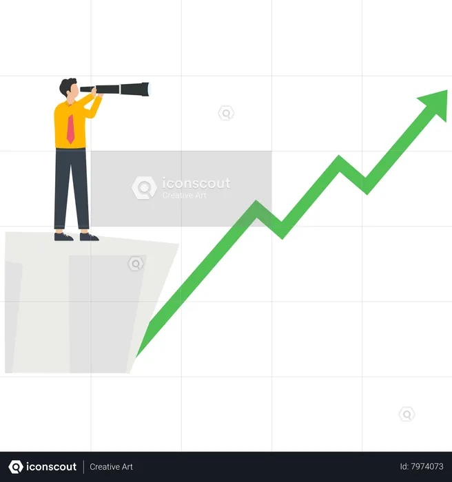 A businessman looks at a stock market graph  Illustration