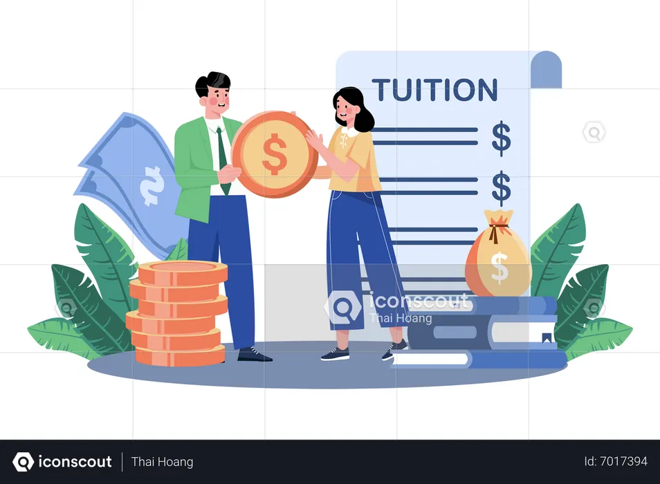 A College Student Applies For Scholarships  Illustration