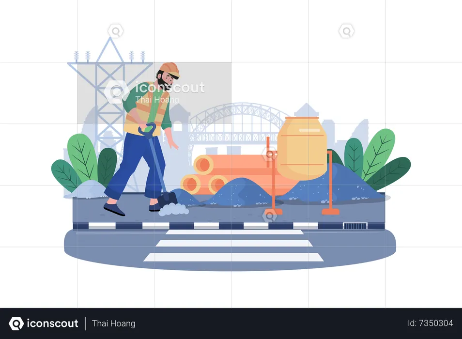 A construction company constructs a new highway to improve transportation infrastructure  Illustration