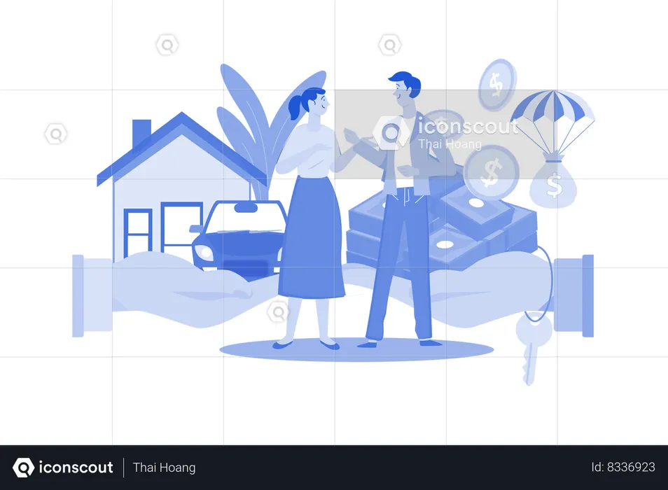 A Couple With A Mortgage Loan  Illustration