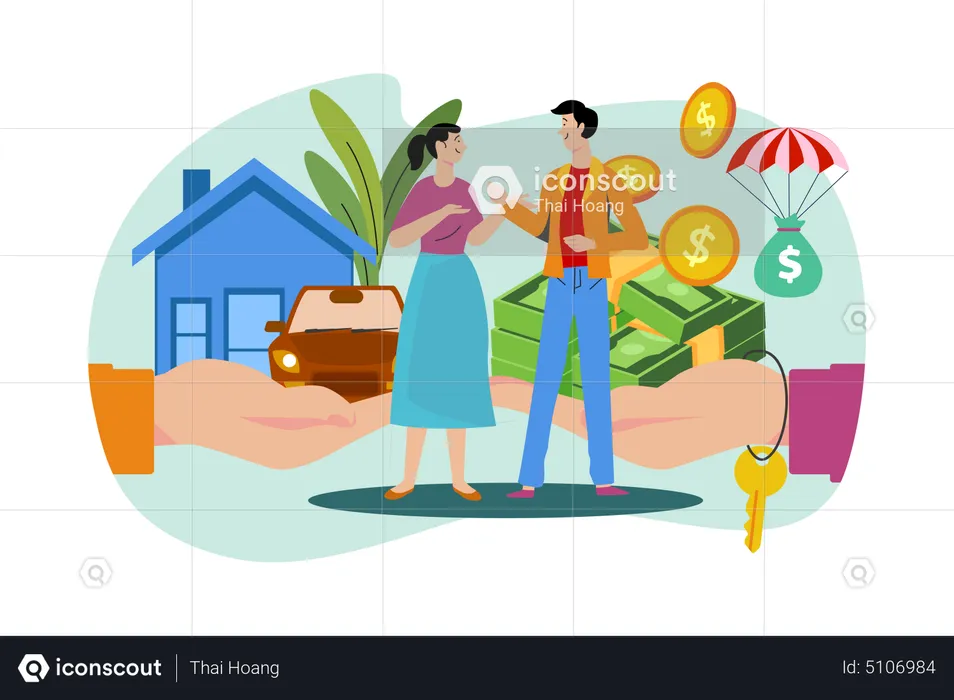 A couple with a mortgage loan  Illustration