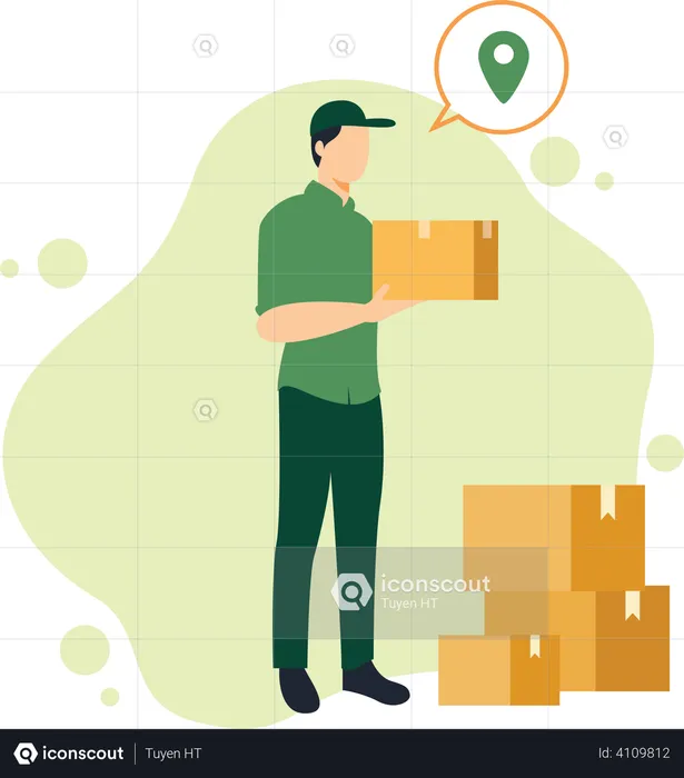 A Courier Man with Boxes  Illustration