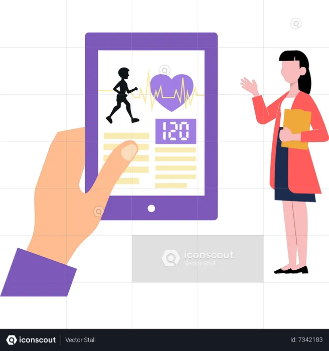 A girl is looking at a health report  Illustration