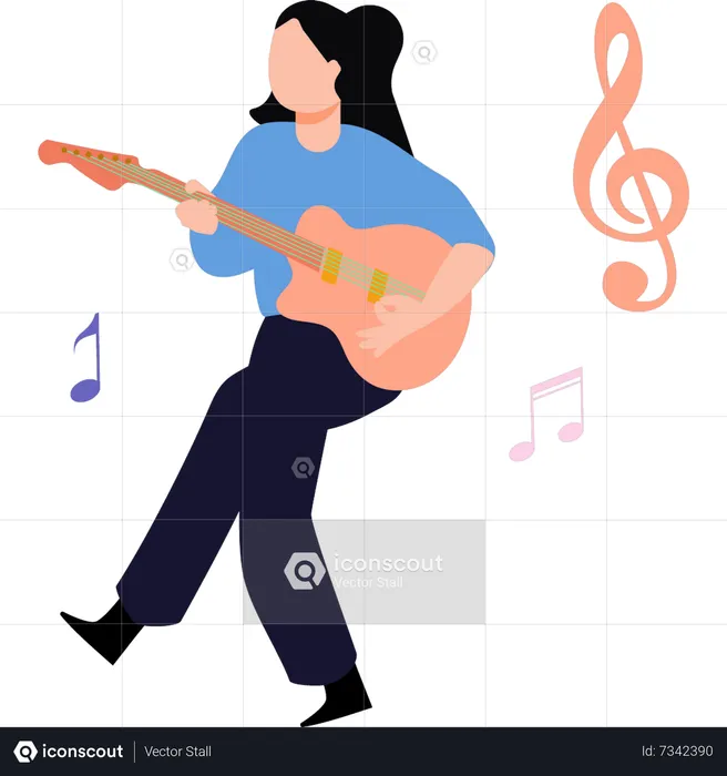 A girl is playing the guitar  Illustration