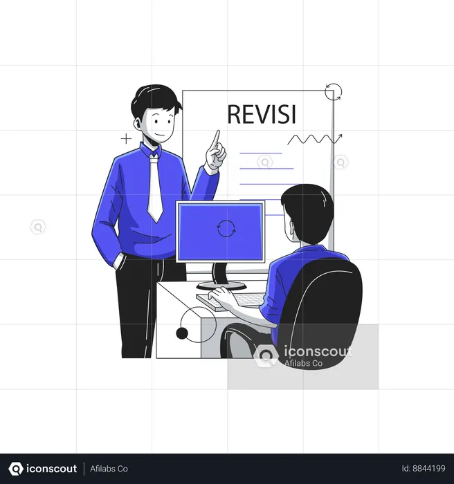 A leader gives revisions to his team  Illustration