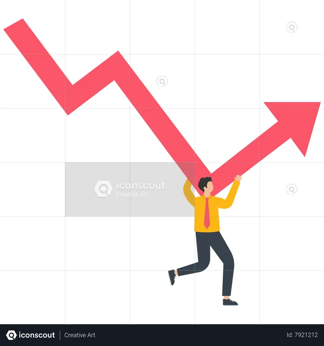 A man carries a red stock market graph  Illustration