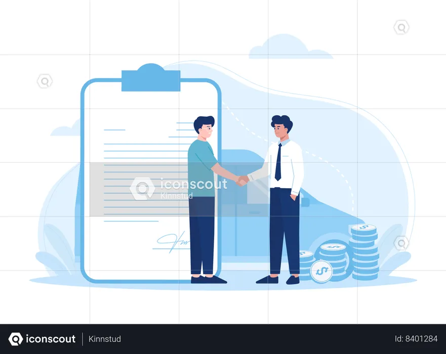 A man getting a car loan approved  Illustration