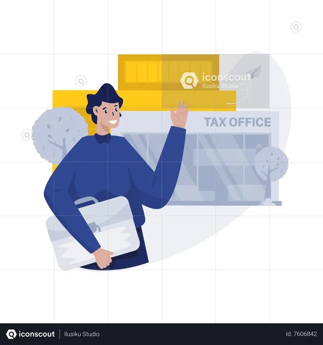 A man going to tax office  Illustration