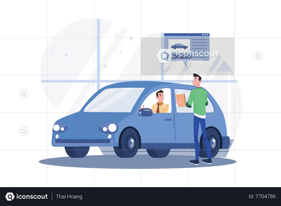 A man renting a car to explore new places  Illustration