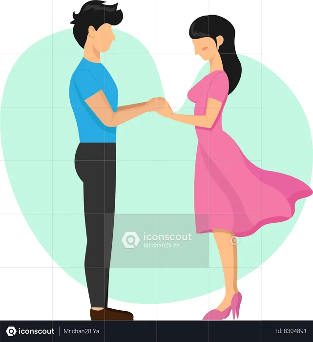 A man tells love Ready to hold the hand of a young woman  Illustration