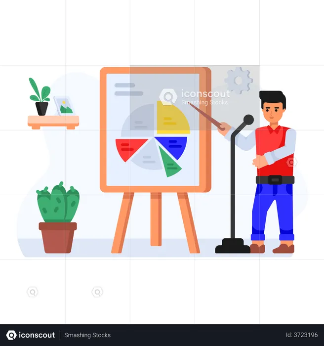 A person presenting business graphs  Illustration