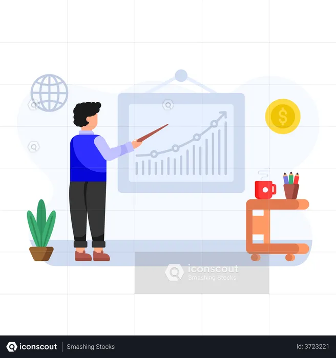 A person presenting business graphs  Illustration