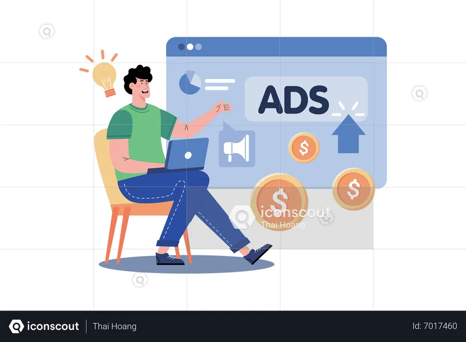 A PPC Expert Manages Online Advertising Campaigns  Illustration