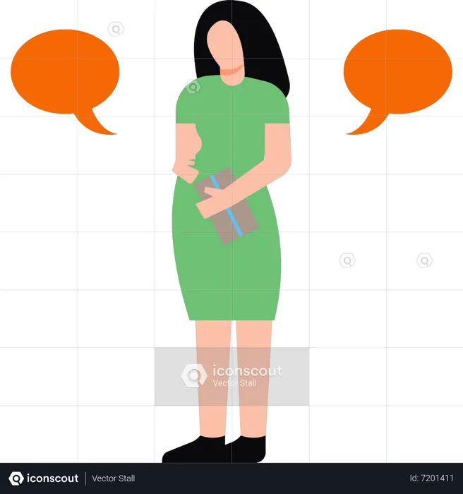 A pregnant woman stands  Illustration