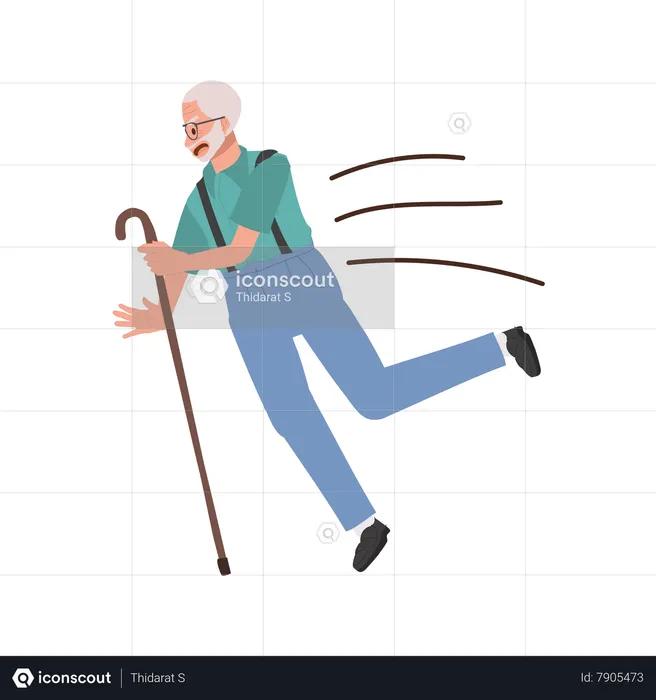 A senior grandfather slips  Illustration