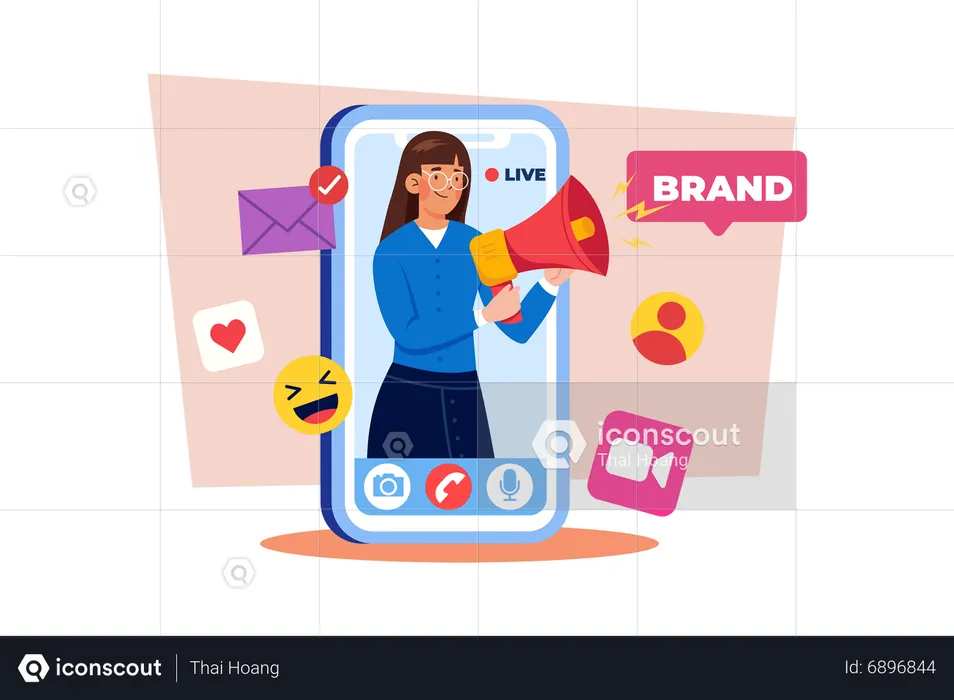 A social media influencer creates sponsored content for a brand  Illustration