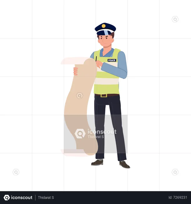 A traffic police giving fine bill  Illustration