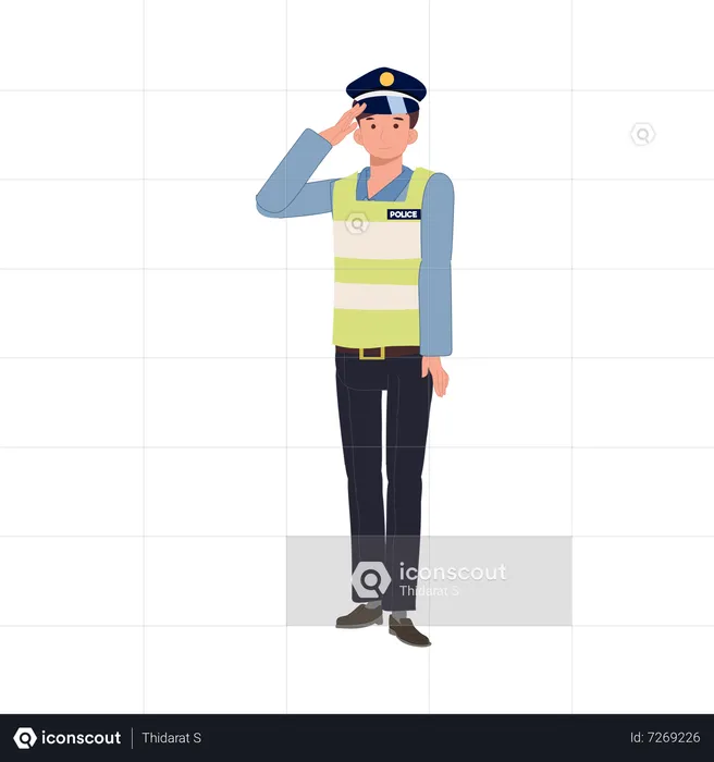 A traffic police is saluting  Illustration