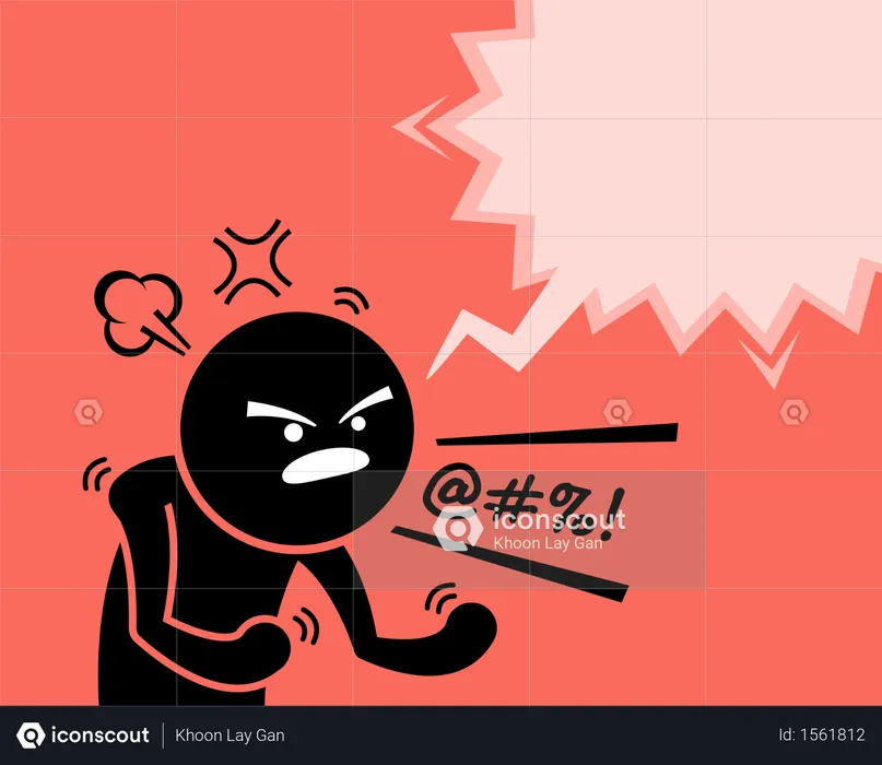 A very angry man expressing his anger, rage, and dissatisfaction by asking why  Illustration
