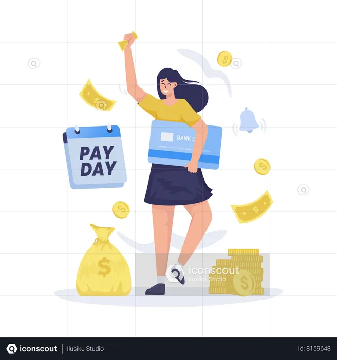 A woman getting payment  Illustration