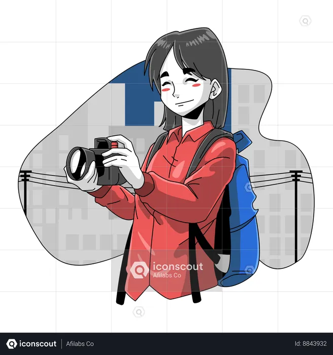 A Woman Is Taking A Video Using A Camera  Illustration