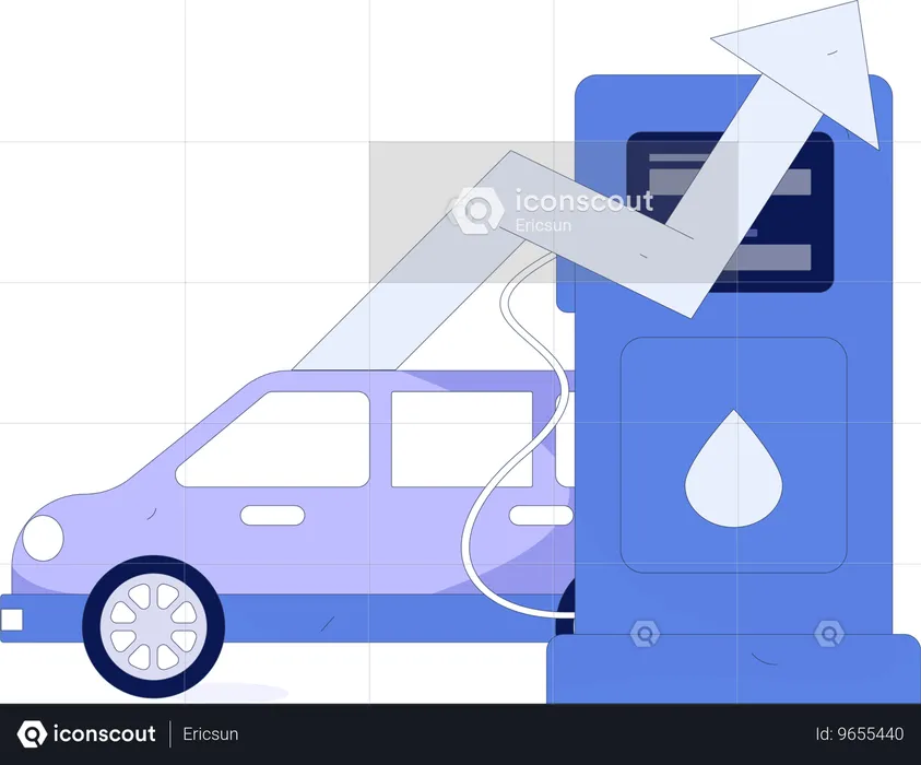 Enchendo gasolina no carro  Ilustração