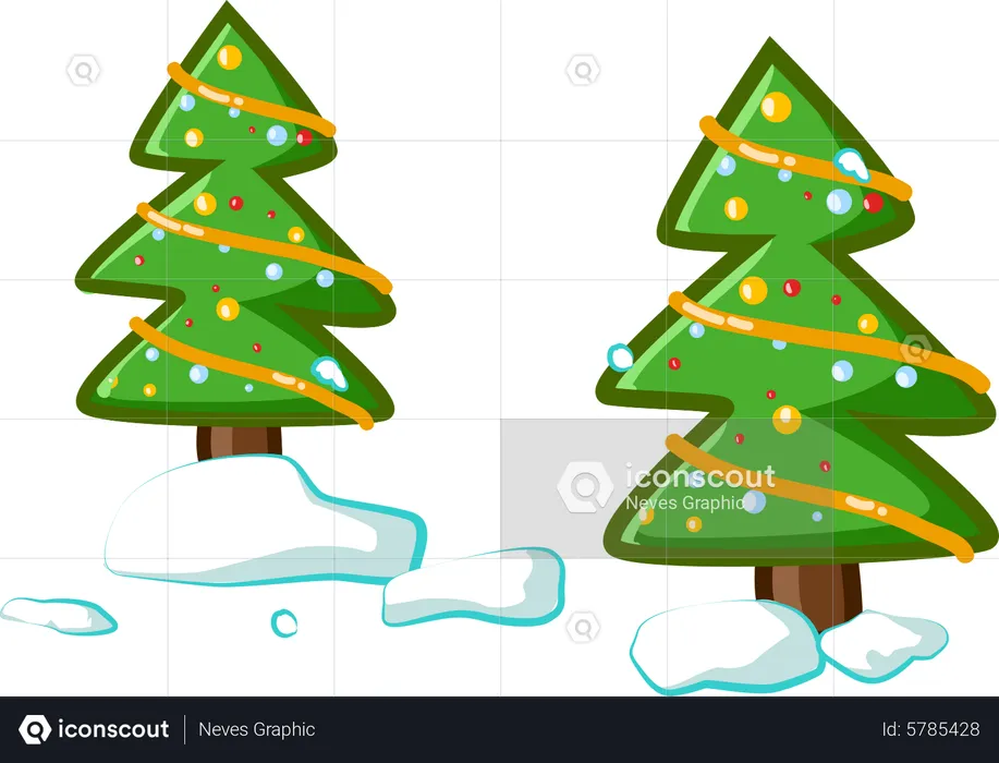 Árvore de Natal no inverno  Ilustração