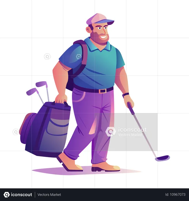 Abschlagspieler mit Golfausrüstung  Illustration