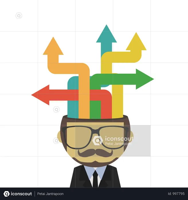 Abstract Business Man With Arrow, Business Concept  Illustration
