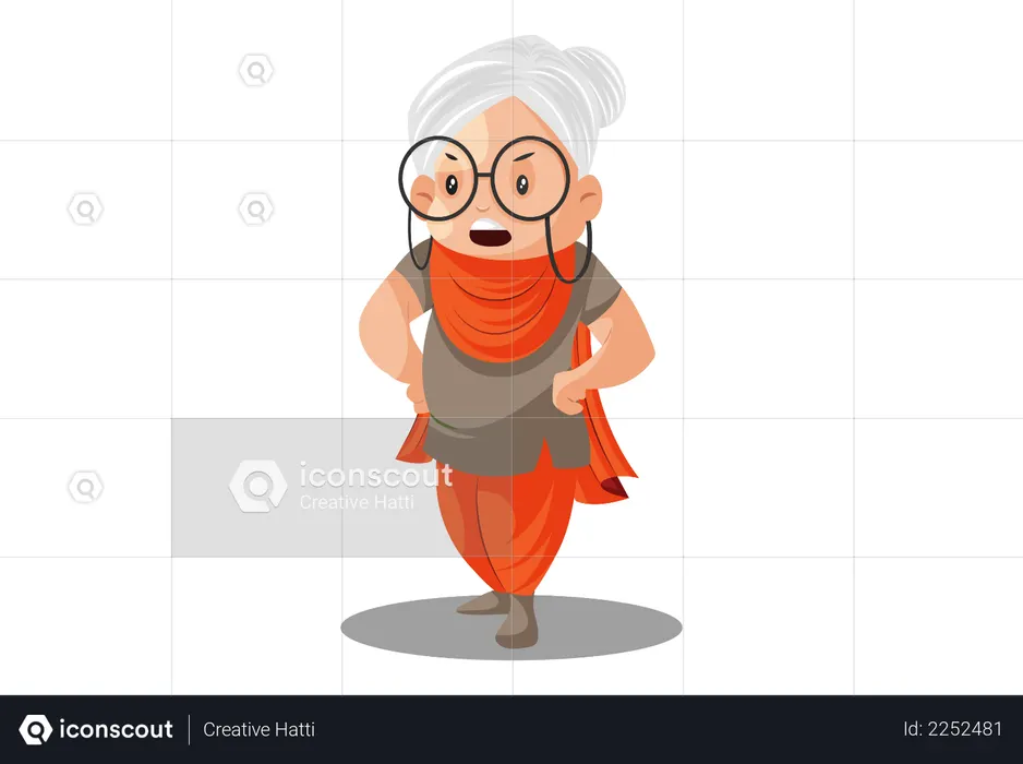 La abuela está parada con estilo  Ilustración