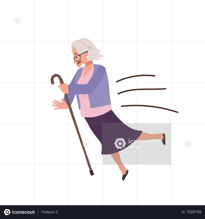 La abuela mayor se desliza al aire libre  Ilustración