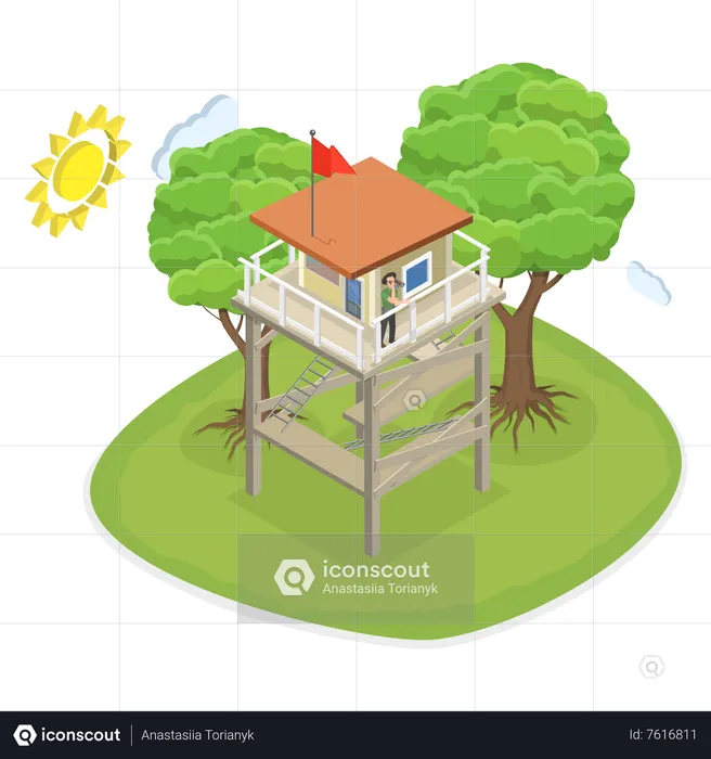 Posto de acampamento militar  Ilustração