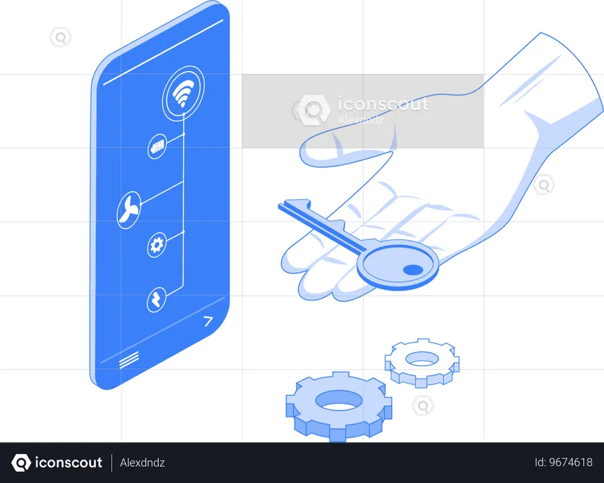 Acceso a casa inteligente desde el móvil  Ilustración