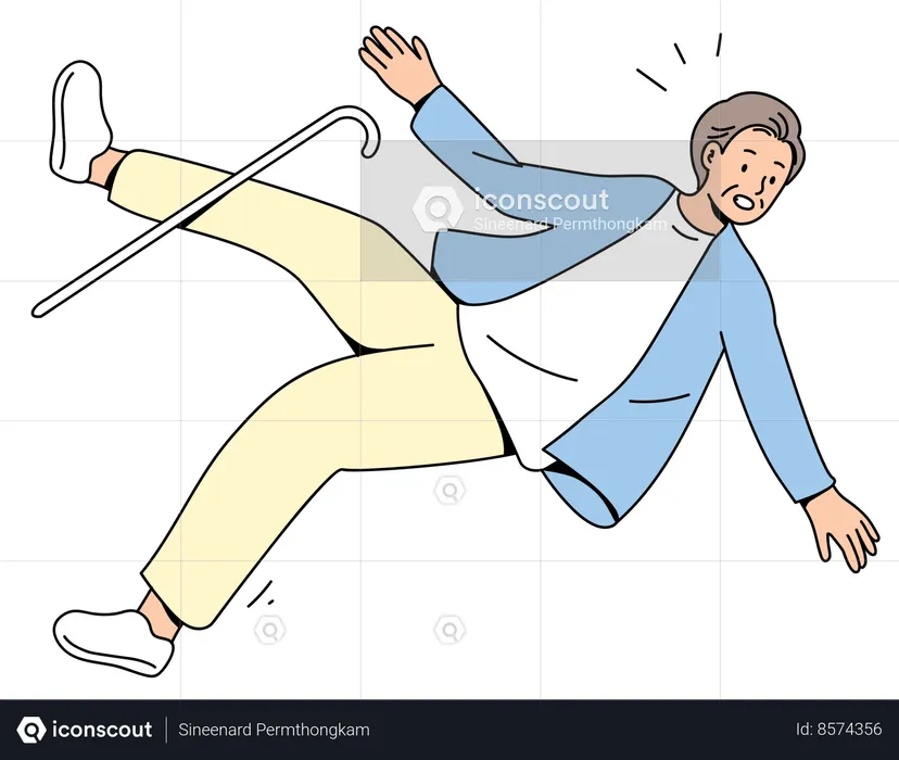 Accident elderly man falling down  Illustration