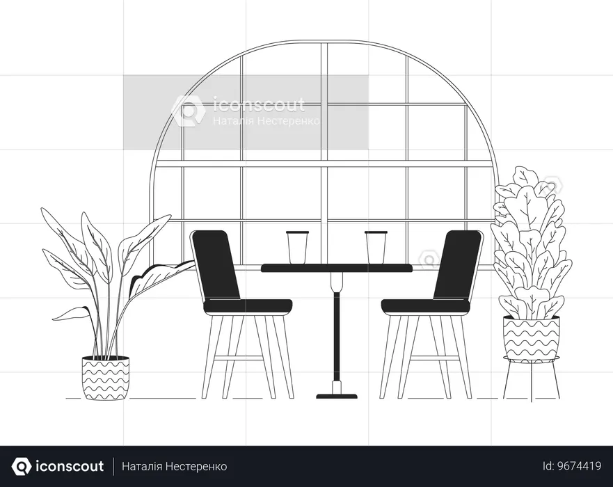 Interno accogliente del ristorante  Illustration