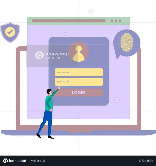 Account protected by fingerprint lock  Illustration