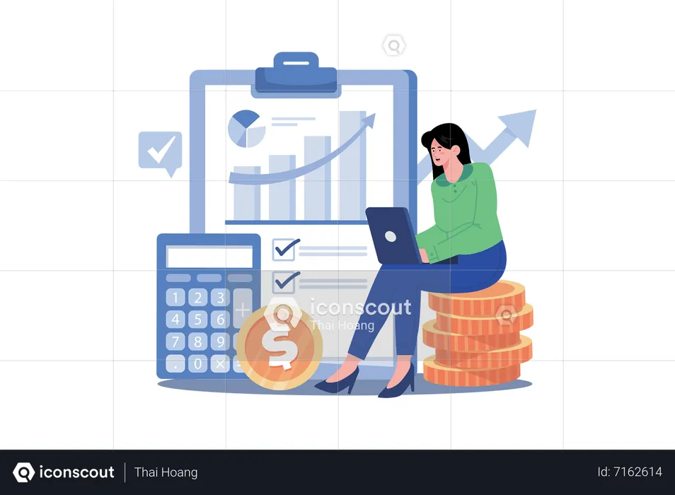 Accountant creating a financial plan for a small business  Illustration