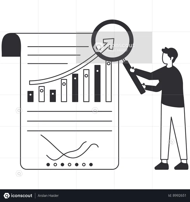 Accountant doing auditing of business report  Illustration