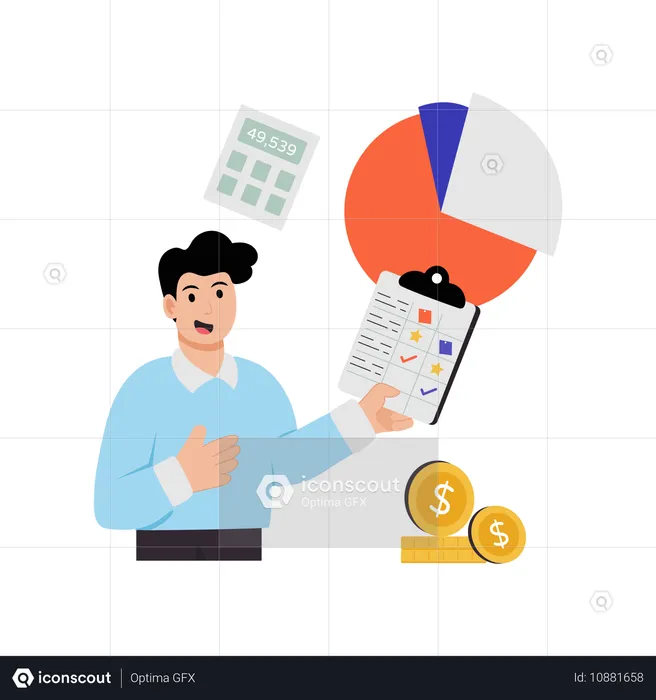 Accountant doing financial analysis  Illustration